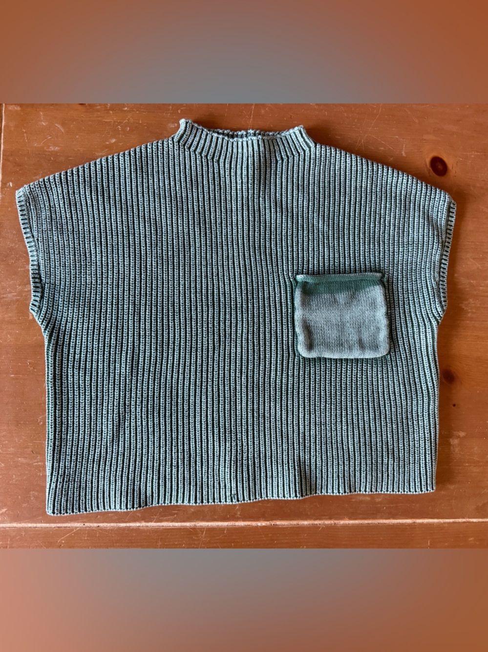 Knit Short Sleeve Top with Pocket